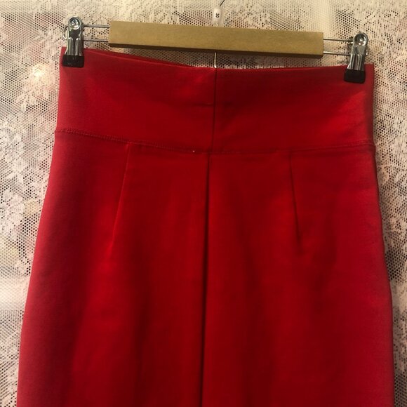 Iris Skirt Small Vibrant Red Stretchy Straight Pencil Fitted Body-con sexy Slit - Picture 4 of 6